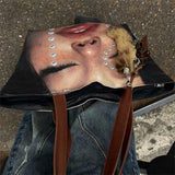 Boogzel Apparel Crying Face Pearls Tote Bag, view 6