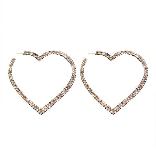 Boogzel Apparel Crystal Heart Hoop Earrings