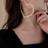 Boogzel Apparel Crystal Heart Hoop Earrings, view 4