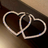 Boogzel Apparel Crystal Heart Hoop Earrings, view 5