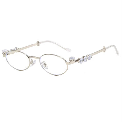 Boogzel Apparel Crystal Metal Oval Sunglasses