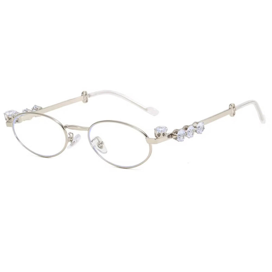 Boogzel Apparel Crystal Metal Oval Sunglasses