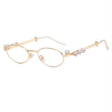 Boogzel Apparel Crystal Metal Oval Sunglasses, view 3