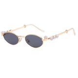 Boogzel Apparel Crystal Metal Oval Sunglasses, view 5