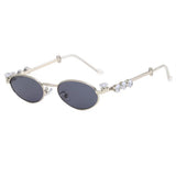 Boogzel Apparel Crystal Metal Oval Sunglasses, view 6