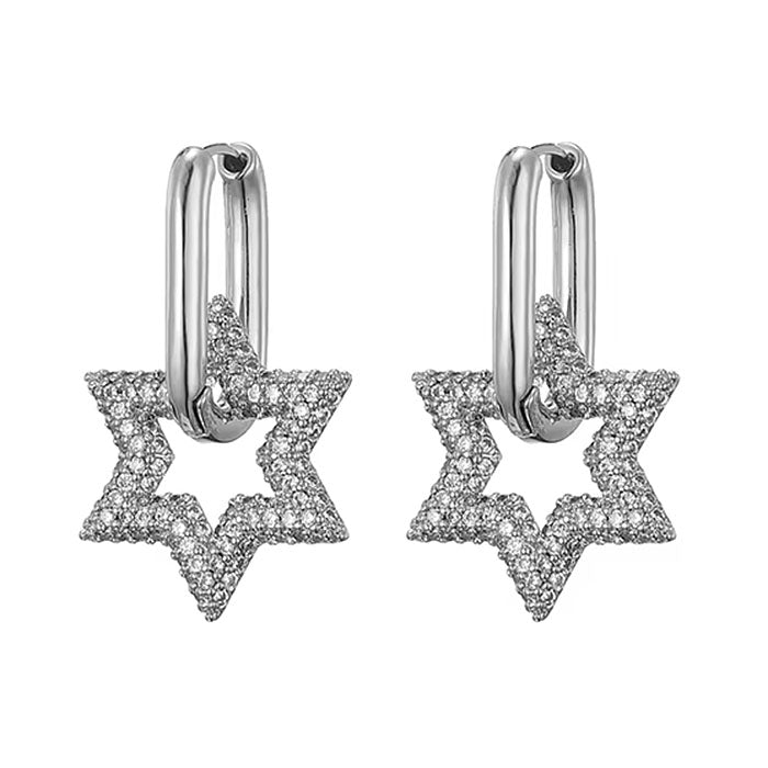 Boogzel Apparel Crystal Star Hoop Earrings
