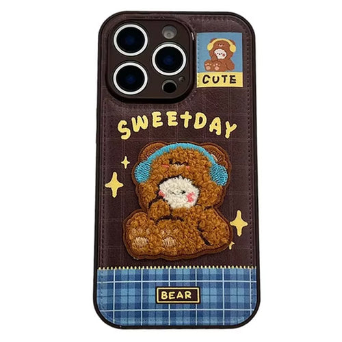 Boogzel Apparel Cute Bear Embroidery iPhone Case