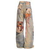 Boogzel Apparel Cute Bears Print Baggy Jeans, view 3