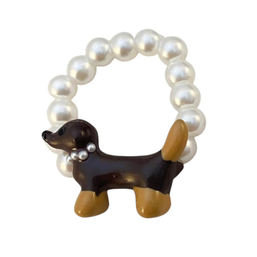 Boogzel Apparel Cute Dachshund Pearl Ring