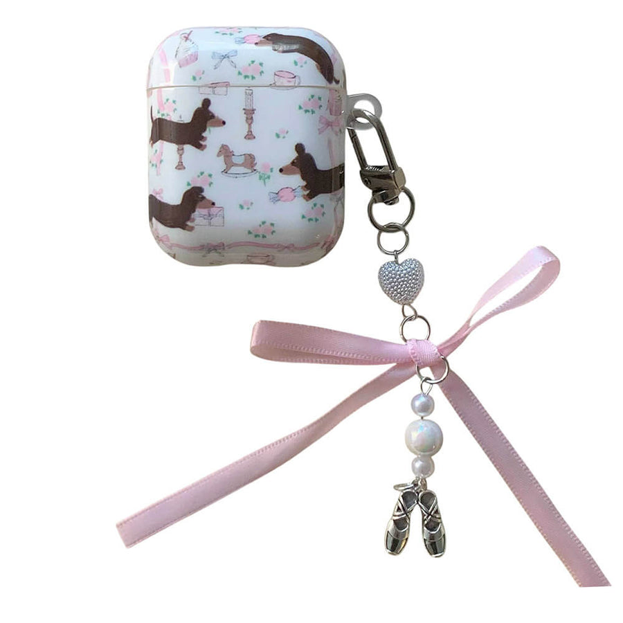 Boogzel Apparel Cute Dachshunds AirPods Case with Bow Charm