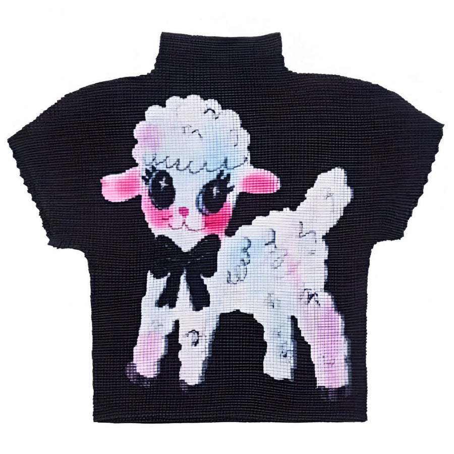 Boogzel Apparel Cute Lamb Print Y2K Baby Tee