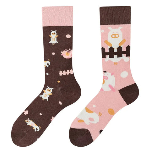 Boogzel Apparel Cute Pig Mismatched Socks