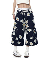 Boogzel Apparel Daisy Print Wide Leg Cargo Shorts, view 2