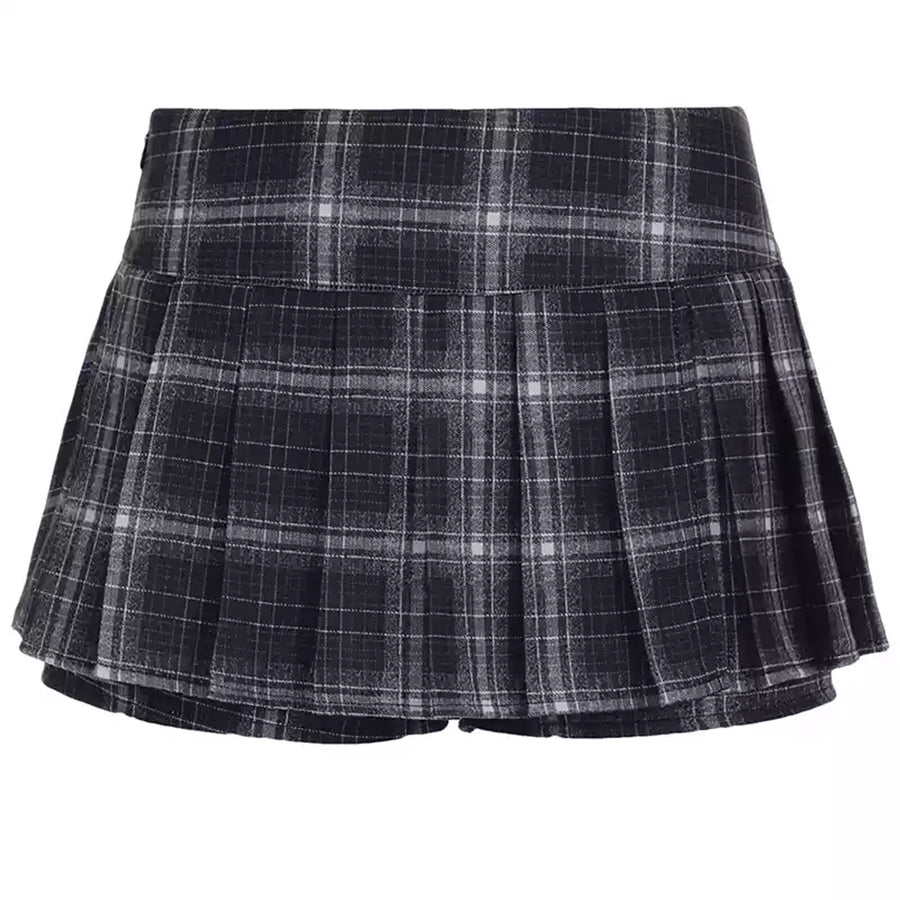 Boogzel Apparel Dark Academia Plaid Mini Skirt
