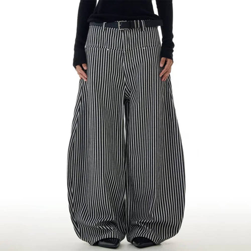 Boogzel Apparel Dark Academia Stripe Wide-Leg Pants