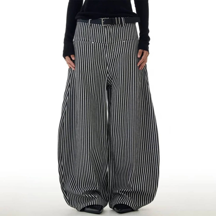 Boogzel Apparel Dark Academia Stripe Wide-Leg Pants