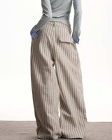 Boogzel Apparel Dark Academia Striped Trousers, view 4