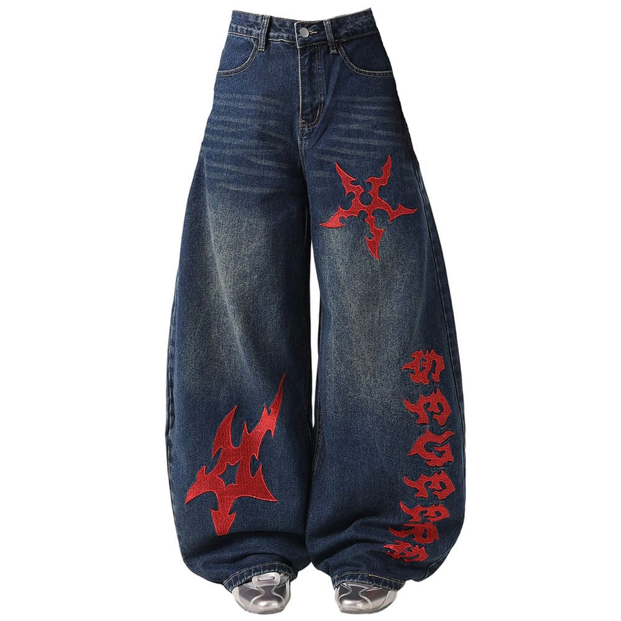 Boogzel Apparel Dark Ritual Wide-Leg Jeans