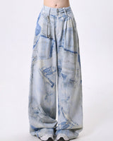 Boogzel Apparel Denim Effect Print Trousers, view 3