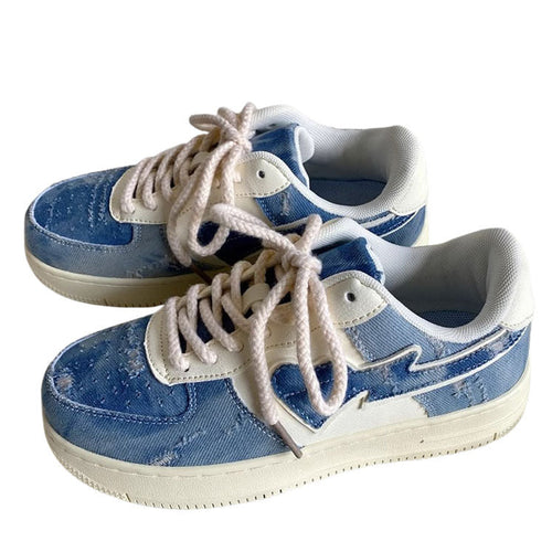 Boogzel Apparel Denim Heart Aesthetic Sneakers