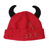 Boogzel Apparel Devil Horns Knit Beanie Hat, view 4