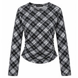 Boogzel Apparel Diagonal Plaid Long Sleeve Mesh Top, view 2