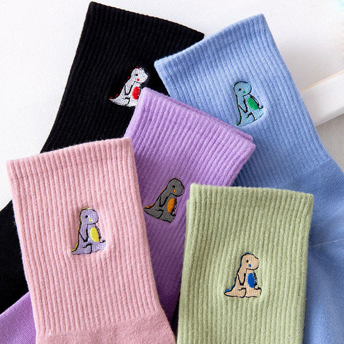 Boogzel Apparel Dino Embroidery Pastel Socks