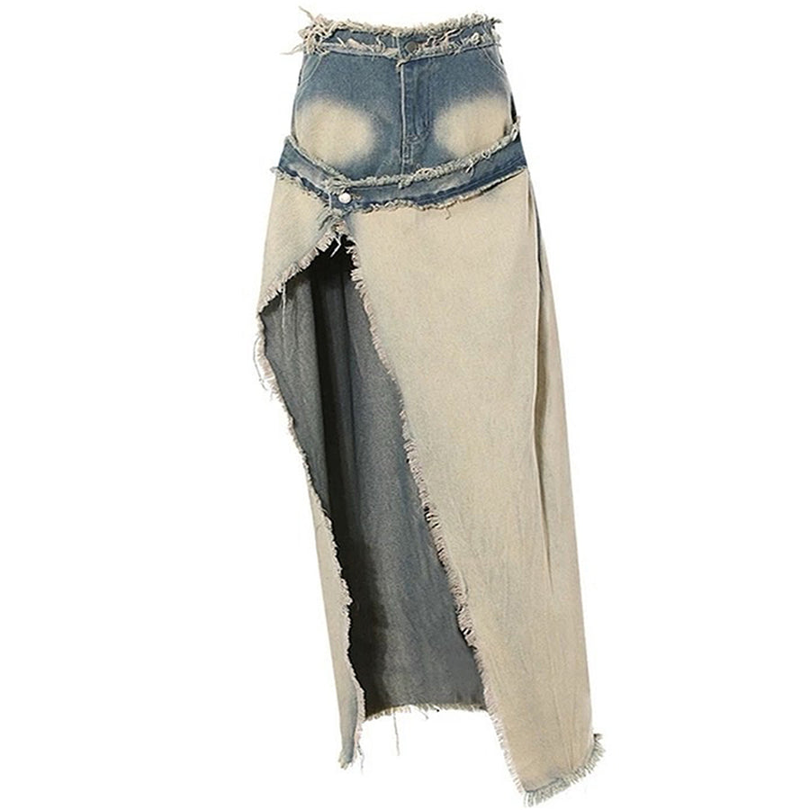 Boogzel Apparel Distressed Denim Maxi Skirt