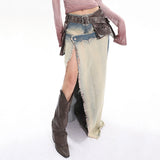 Boogzel Apparel Distressed Denim Maxi Skirt, view 4