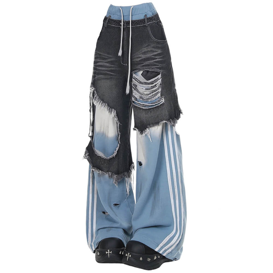 Boogzel Apparel Distressed Double Effect Layered Jeans