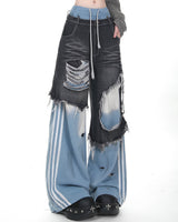 Boogzel Apparel Distressed Double Effect Layered Jeans, view 3