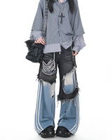 Boogzel Apparel Distressed Double Effect Layered Jeans, view 5
