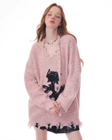 Boogzel Apparel Distressed Rose Print Sweater, view 5