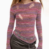 Boogzel Apparel Distressed Striped Knit Sweater, view 2