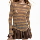Boogzel Apparel Distressed Striped Knit Sweater, view 4
