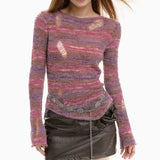 Boogzel Apparel Distressed Striped Knit Sweater, view 6
