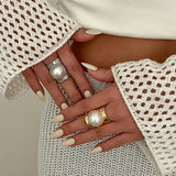 Boogzel Apparel Divine Muse Pearl Chunky Ring, view 3