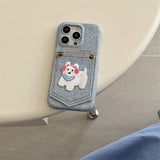Boogzel Apparel Dog Embroidered Denim iPhone Case, view 3