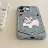 Boogzel Apparel Dog Embroidered Denim iPhone Case, view 4
