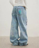 Boogzel Apparel Dog Print Wide Leg Jeans, view 4