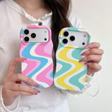 Boogzel Apparel Dopamine Aesthetic Wavy Stripe iPhone Case, view 2