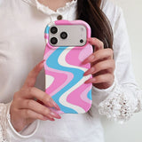 Boogzel Apparel Dopamine Aesthetic Wavy Stripe iPhone Case, view 3