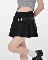 Boogzel Apparel Double Belt Pleated Mini Skirt, view 2