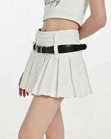 Boogzel Apparel Double Belt Pleated Mini Skirt, view 3