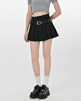 Boogzel Apparel Double Belt Pleated Mini Skirt, view 4