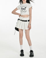 Boogzel Apparel Double Belt Pleated Mini Skirt, view 6