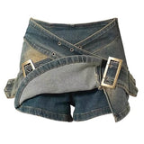 Boogzel Apparel Double Buckle Denim Mini Skirt, view 2