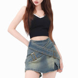 Boogzel Apparel Double Buckle Denim Mini Skirt, view 3