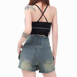 Boogzel Apparel Double Buckle Denim Mini Skirt, view 4