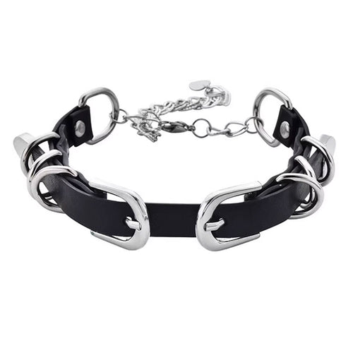 Boogzel Apparel Double Buckle Vegan Leather Choker